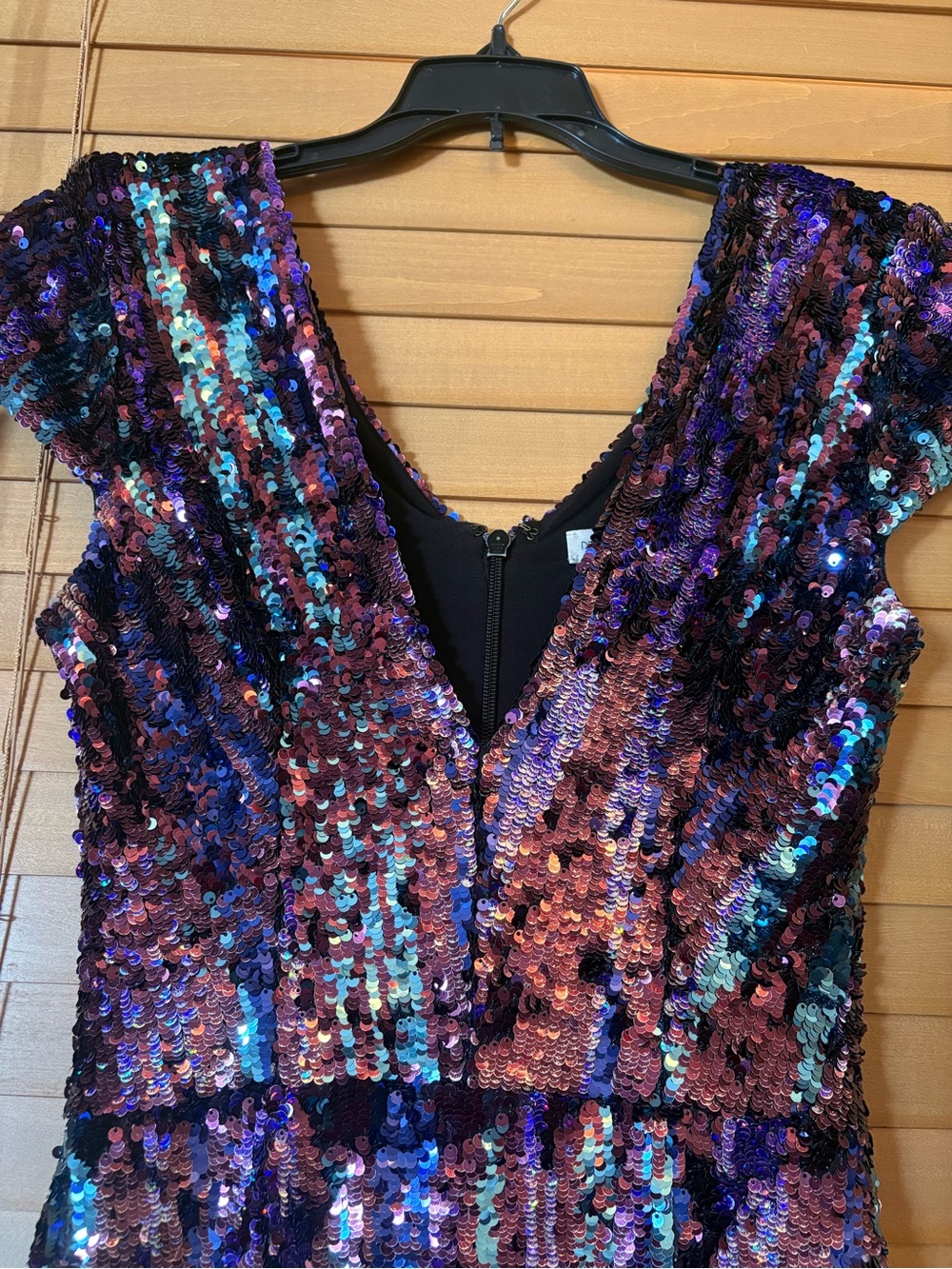 Dress the Population Zoe Like New Iridescent Purple-Blue Sequin Mini Dress M - Picture 2 of 9